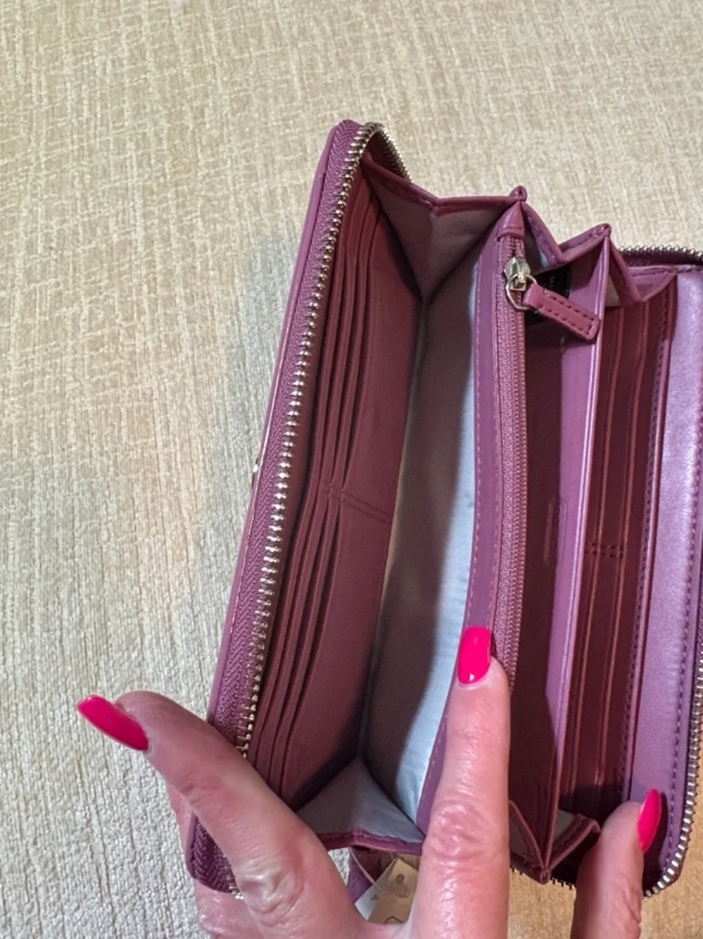 Coach Glossy Patent Signature Continental Wallet - Plum - Picture 7 of 11